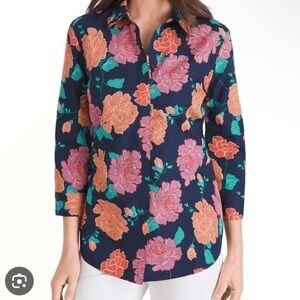 Chico's Vibrant Floral Button Down Shirt